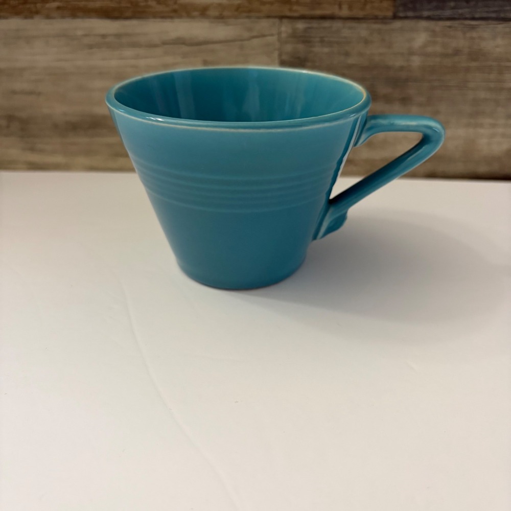 Homer Laughlin Harlequin Turquoise Teacup Ceramic Coffee Mug Made in USA